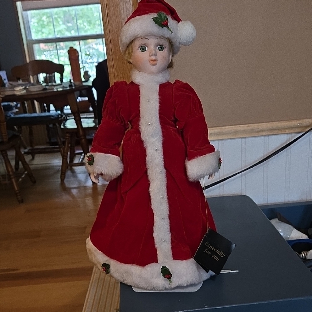 Holiday Red Doll with White Trim